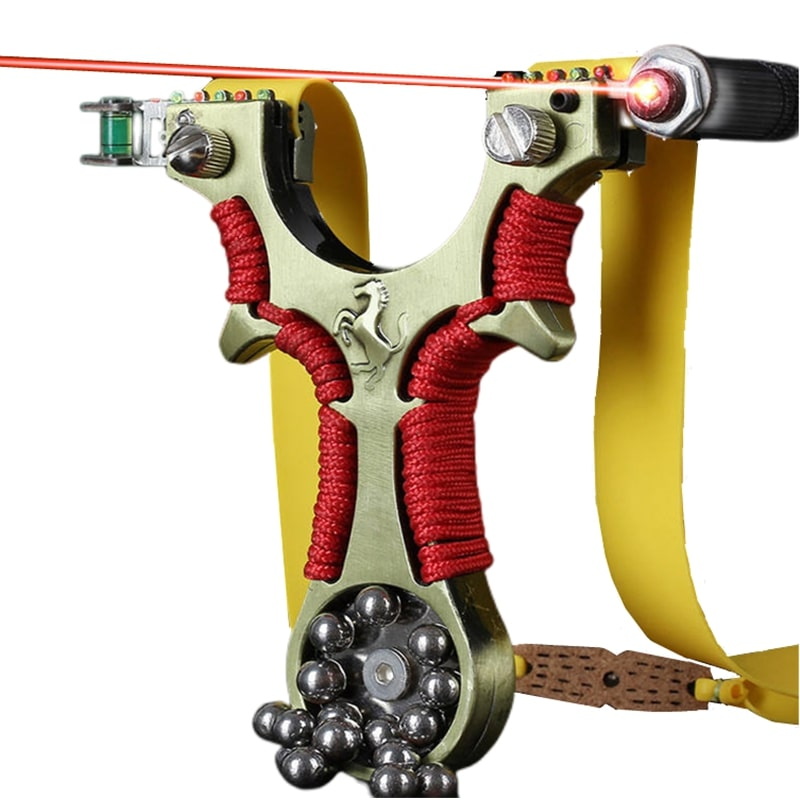 Metal Slingshot with Red Laser Sight