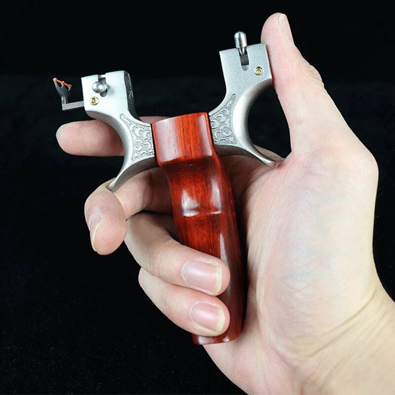 Wood and Stainless Steel Slingshot with Fibre-Optic Sight thumbnail 5
