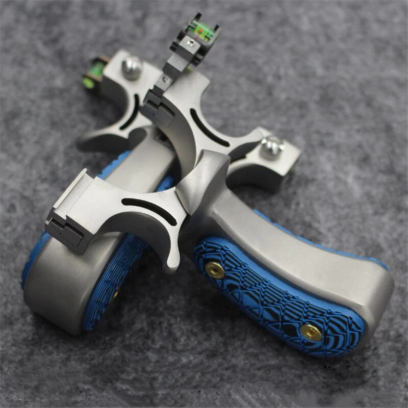 98K Stainless Steel Slingshot with Blue Wood Detail thumbnail 4